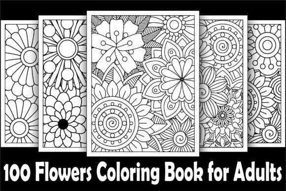 Download 100 Flowers Coloring Book for Adults - Flowers coloring book Collection