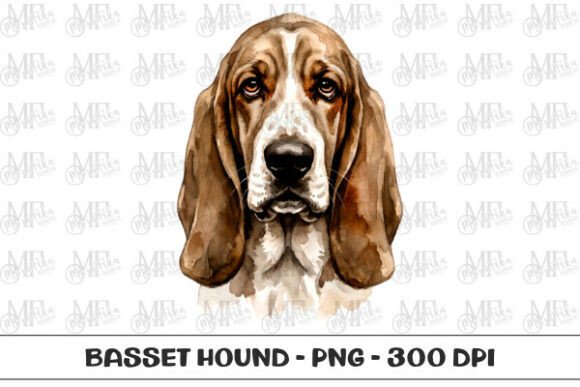 Download Basset Hound Watercolor Portrait PNG - Hound Collection