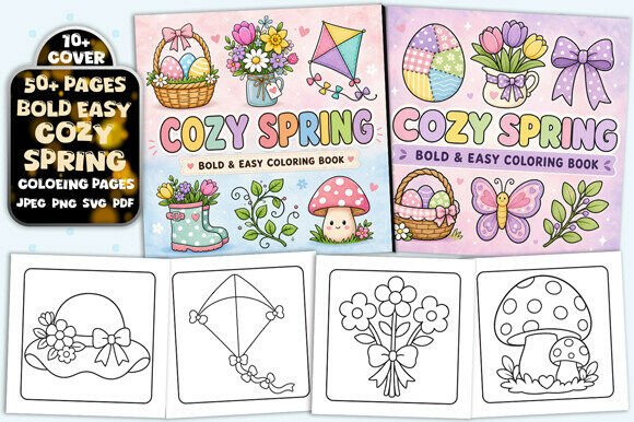 Download Cute Spring Bold and Easy Coloring Book - Spring Collection