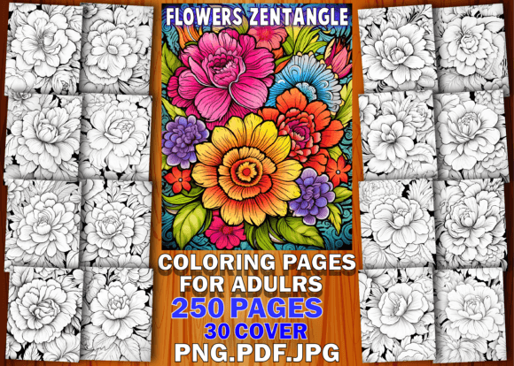 Download Flowers Zentangle Coloring Book - KDP - Flowers zentangle coloring book Collection