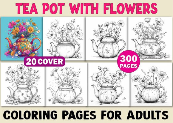 Download Tea Pot with Flowers Coloring Book Pages - Flowers coloring book Collection