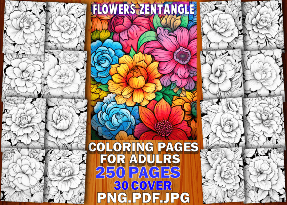 Download Flowers Zentangle Coloring Book - KDP - Flowers zentangle coloring book Collection