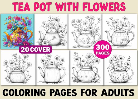 Download Tea Pot with Flowers Coloring Book Pages - Flowers coloring book Collection