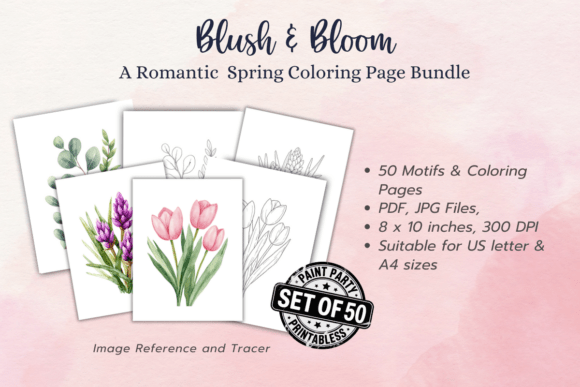 Download 50 Spring Floral Coloring Pages Bundle - Spring Collection